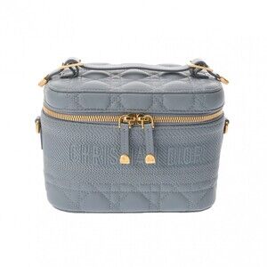 CHRISTIAN DIOR DIORTRAVEL Vanity Blue Gray Leather Shoulder Bag